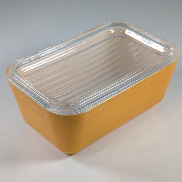 Vintage Pyrex Yellow 0502 Refrigerator Dish 1 1/2 Pint w/Glass Ribbed Lid 502-C - Picture 11 of 11